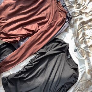 H&M Long Sleeve Tops in Black, Brown, Gray and White